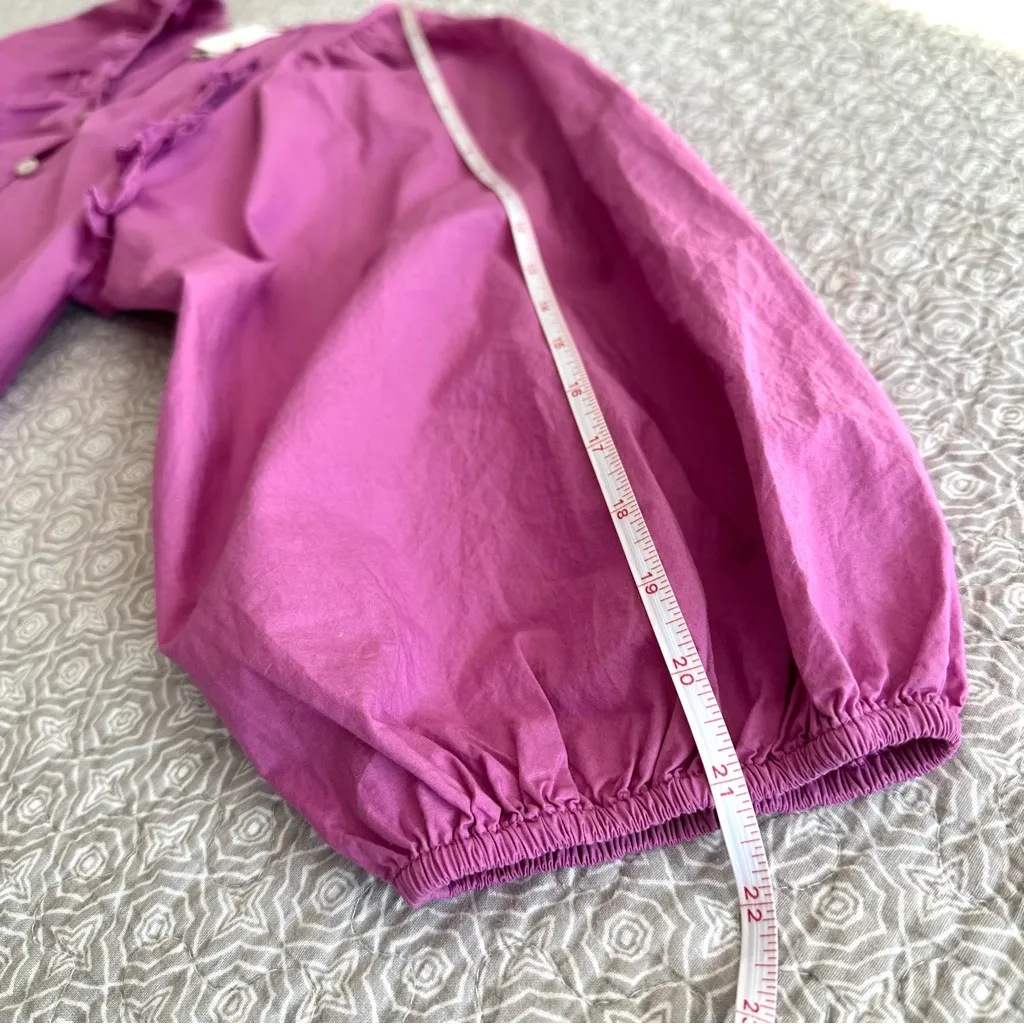 Cleobella Jess Azalea Pink Purple Ruffle Puff Sleeve Button Blouse Size XS - Image 13