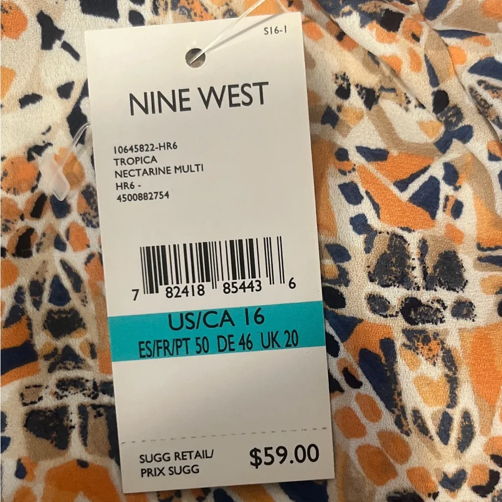 NWT Nine West Tropica Sleeveless Lined Top Multicolored Abstract Careerwear 16 - Image 11