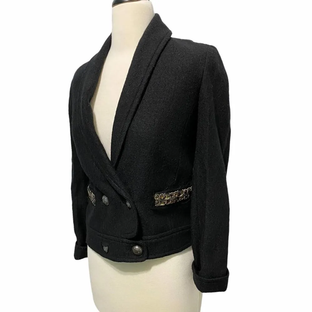 Loft Wool Blazer Double‎ Breasted Gemstones Black 2 - Image 11