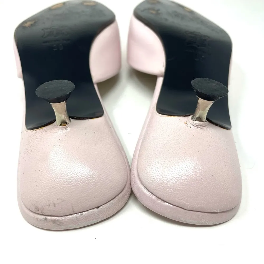 BARNEYS NEW YORK pink kitten heel slides, size 39, made in Italy - Image 10
