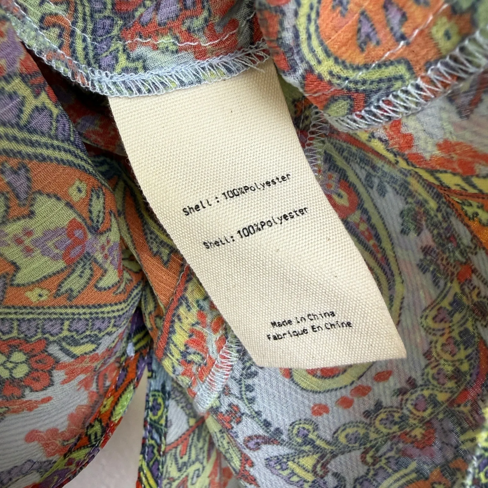 L'Agence Pixie Bohemian Blouse Womens Small Paisley Long Sleeve Boho Cinch Tie - Image 11