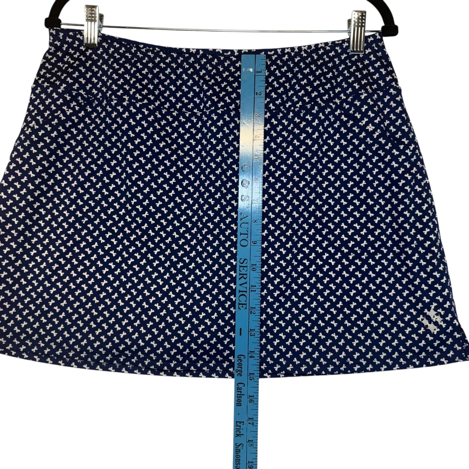 JO FIT Navy Blue White Bow Print Golf Skort Skirt Pleated Built - Image 6