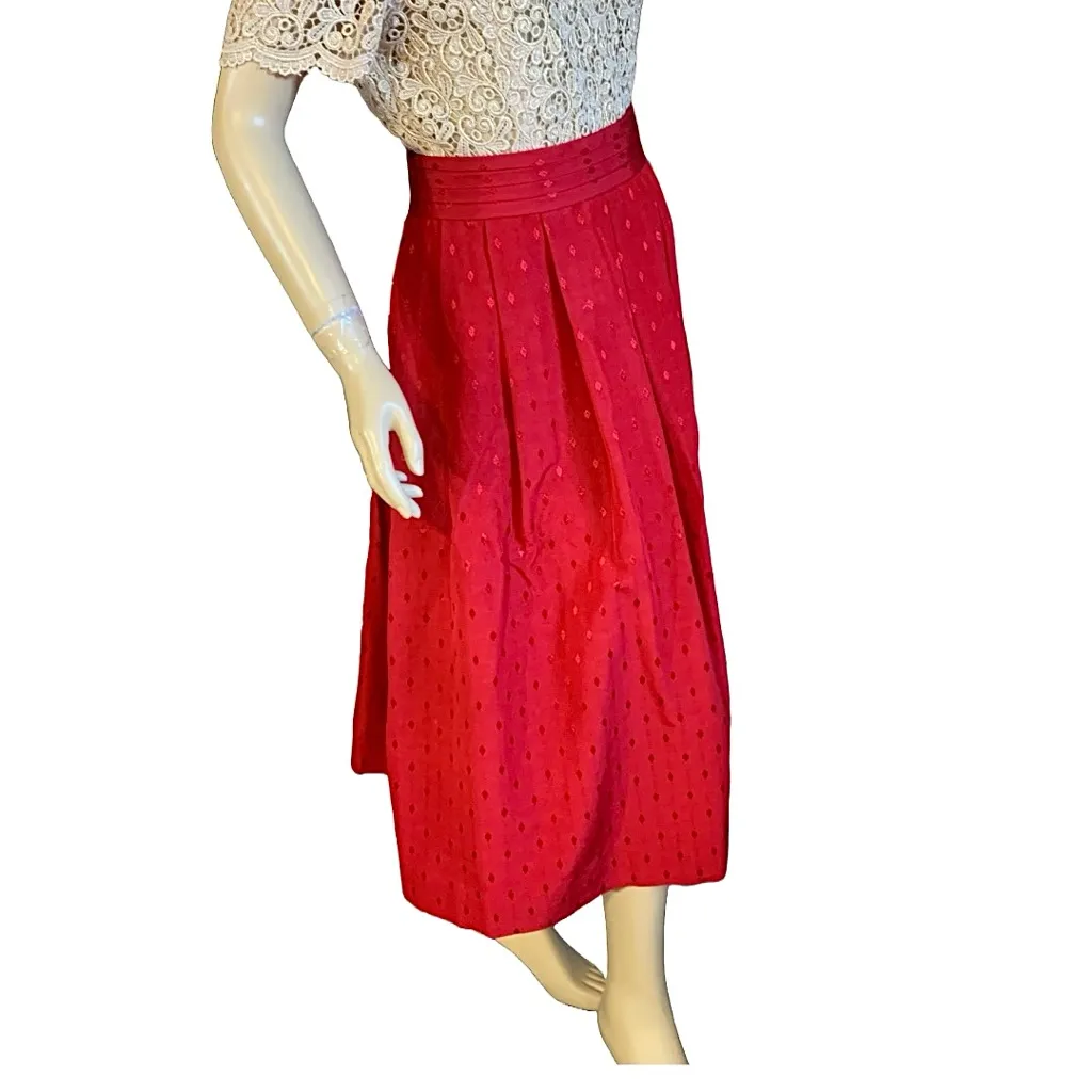 VINTAGE 1980'S DARYLE ALEXANDER RED PLEATED A - Image 4