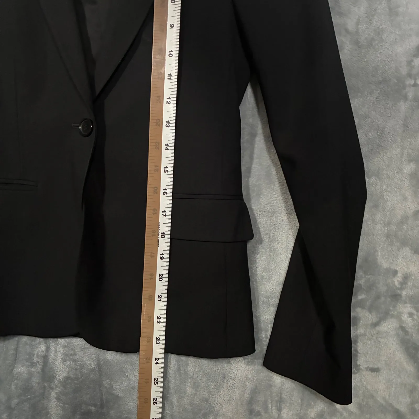 Theory Virgin Wool Stretch One Button Blazer Jacket Women's 0 Black - Image 10