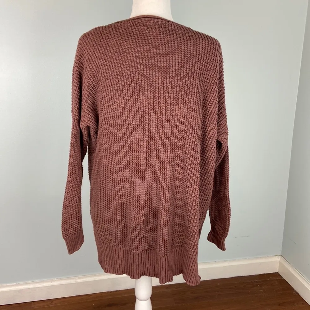 Long Sleeve Open Layering Sweater with Side Slits 100% cotton Size L - Image 6