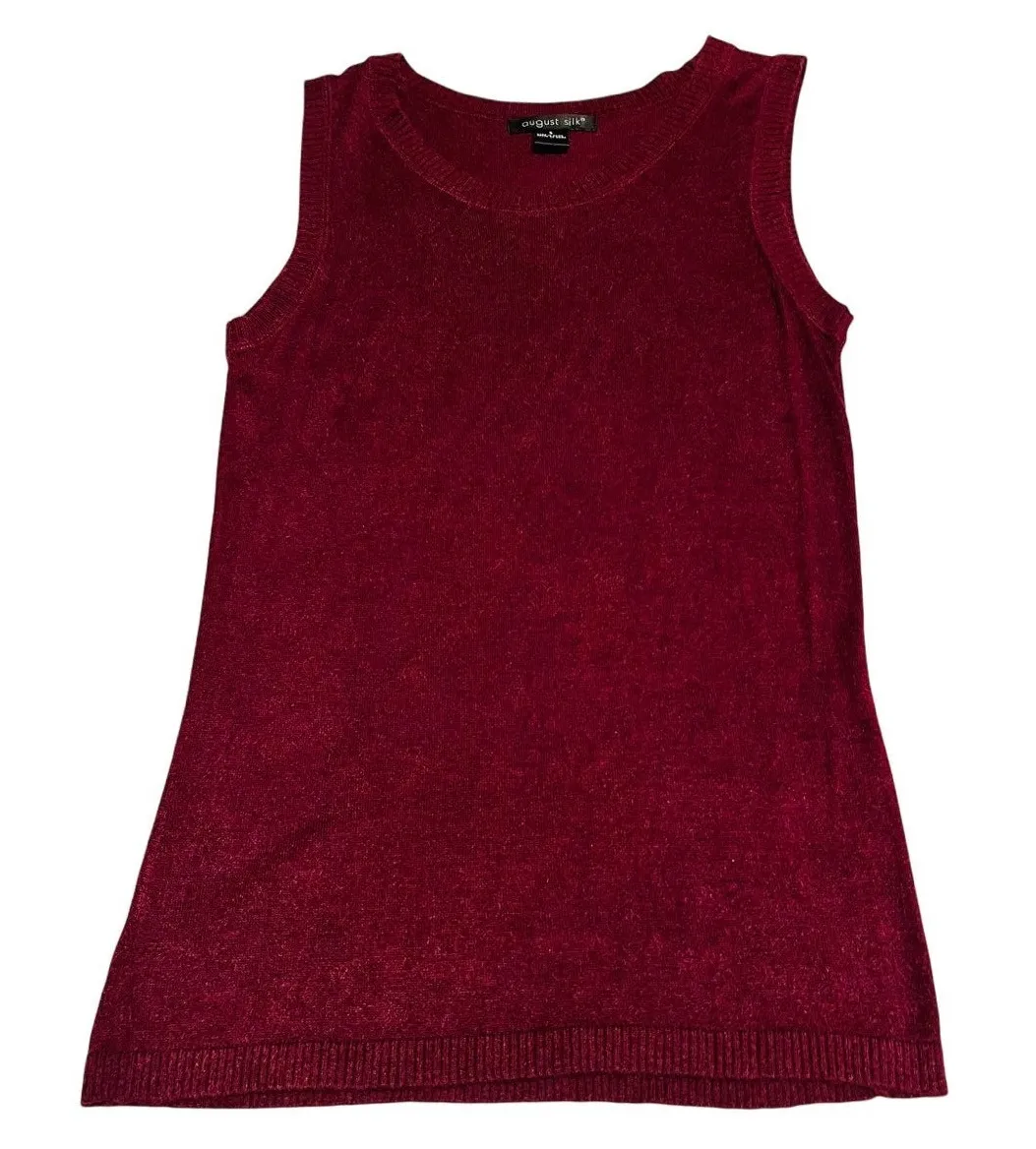 August Silk Sleeveless Sweater Womens Small silk viscose bamboo wool Burgundy - Image 1