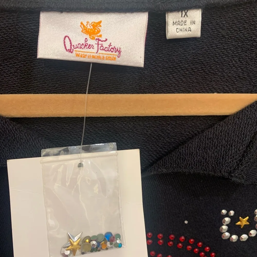 Quaker Factory Vintage Cowgirl Rhinestone Black 1X Sweatshirt. 2006 - Image 6