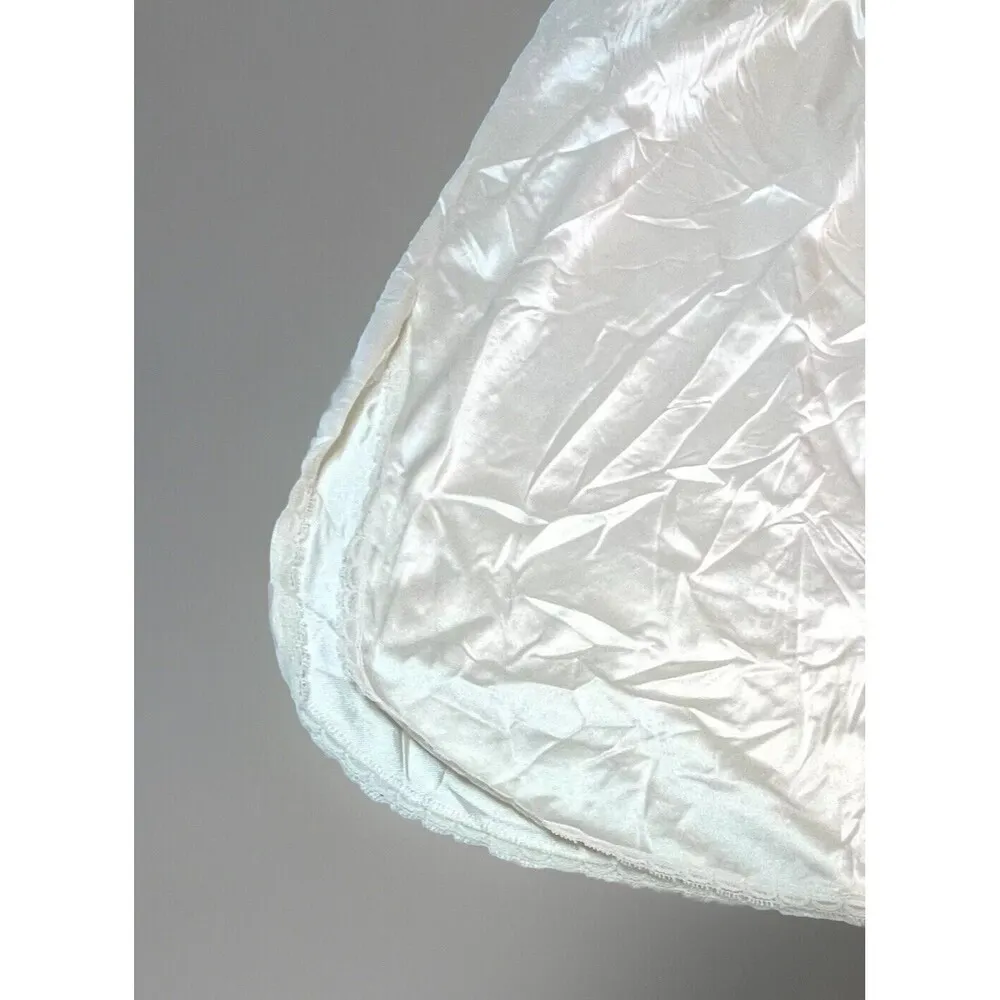 VTG Vanity Fair 100% Nylon Ivory Half Slip w/ Side Slit USA - Size L - Image 2