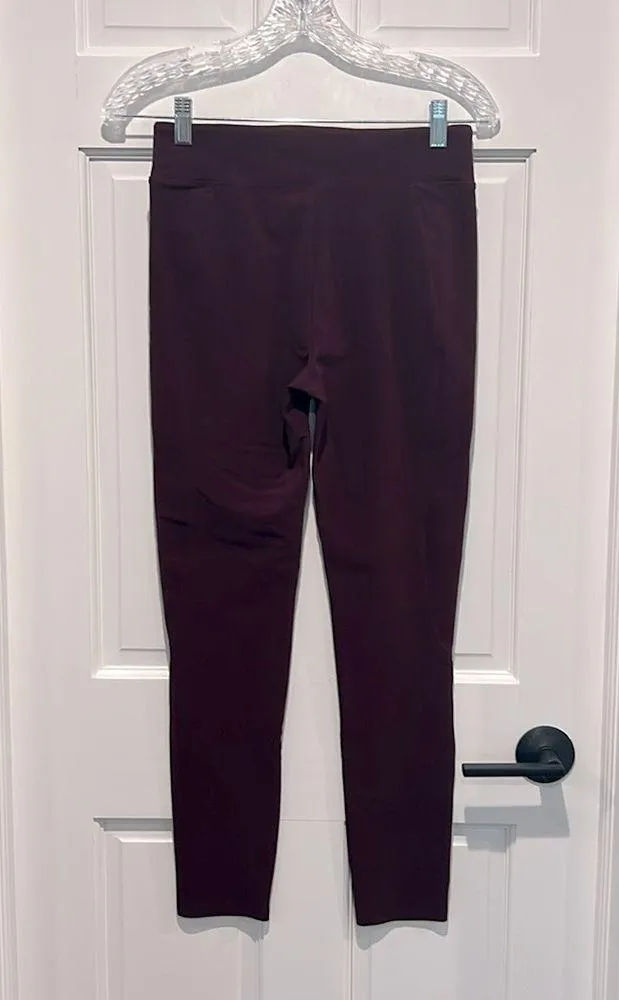 Spanx Micro Ribbed Knit Leggings Medium Fine Wine Maroon Control Top FL1815 - Image 5