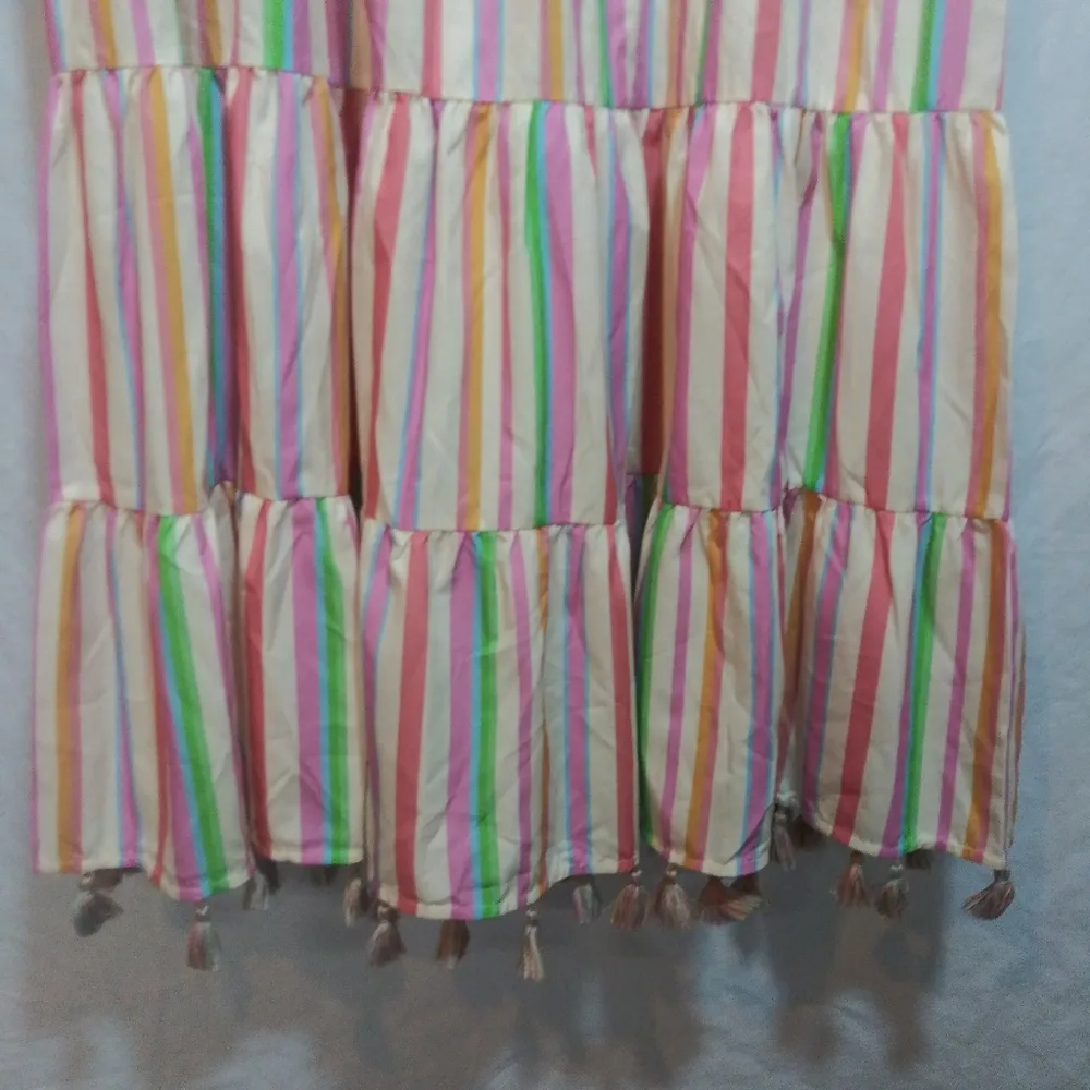 Chicwish Women's Rainbow Candies Stripes Cami Maxi Dress Vacation Beach Size L - Image 8