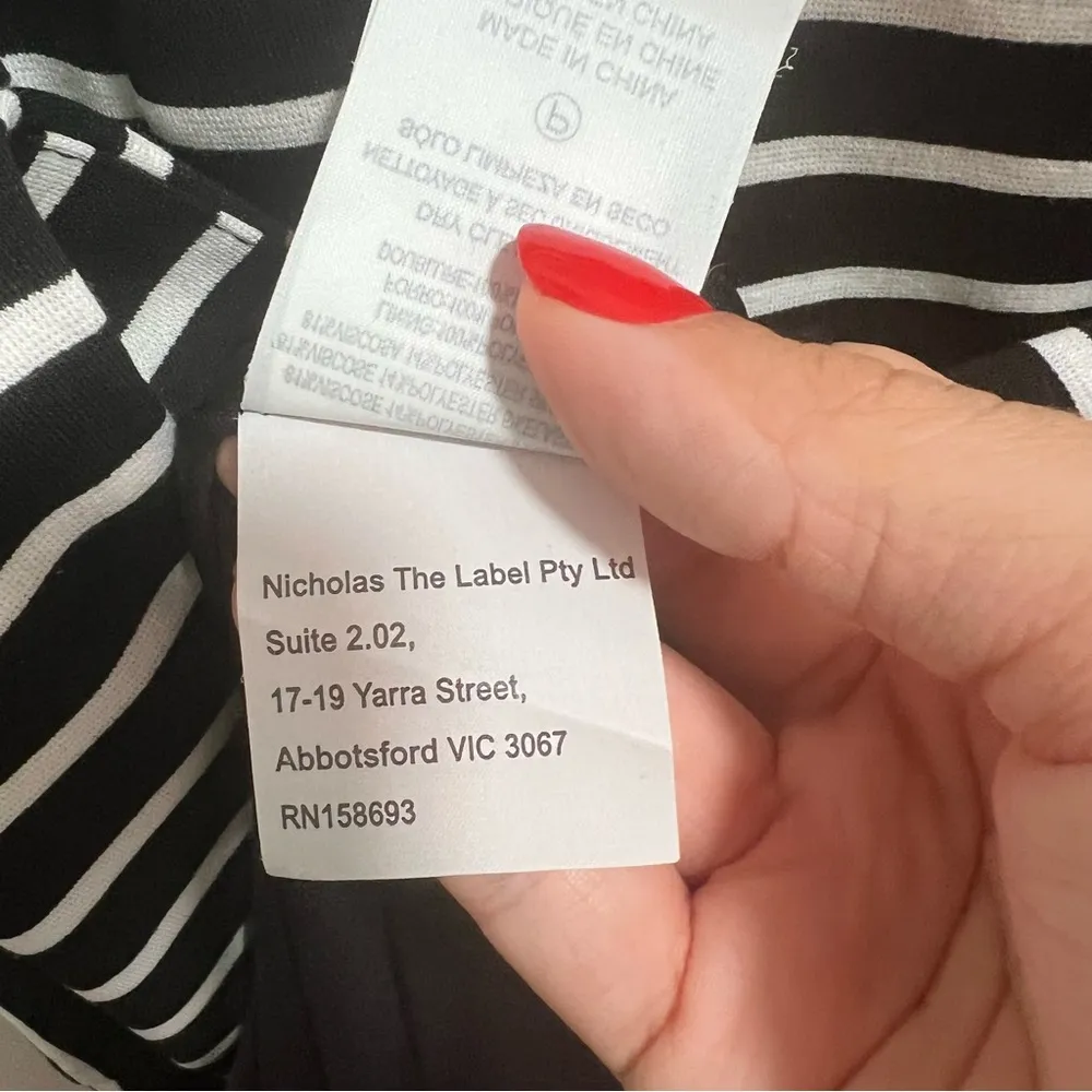 NEW NWT NICHOLAS Jane Contrast Square Neck Midi Dress In Black & Milk Stripe - Image 13