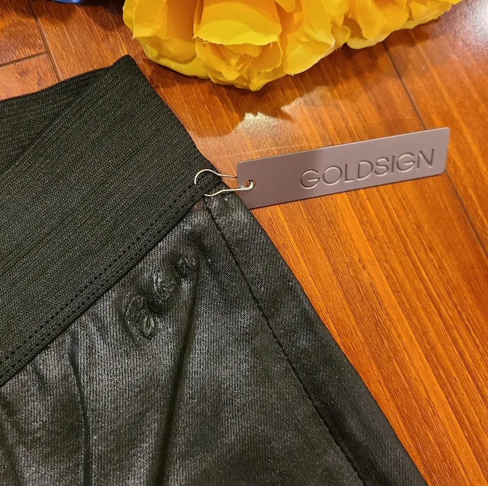 Goldsign Black Faux Leather Denim Stretch Skinny Jeans Size 25 - Image 7