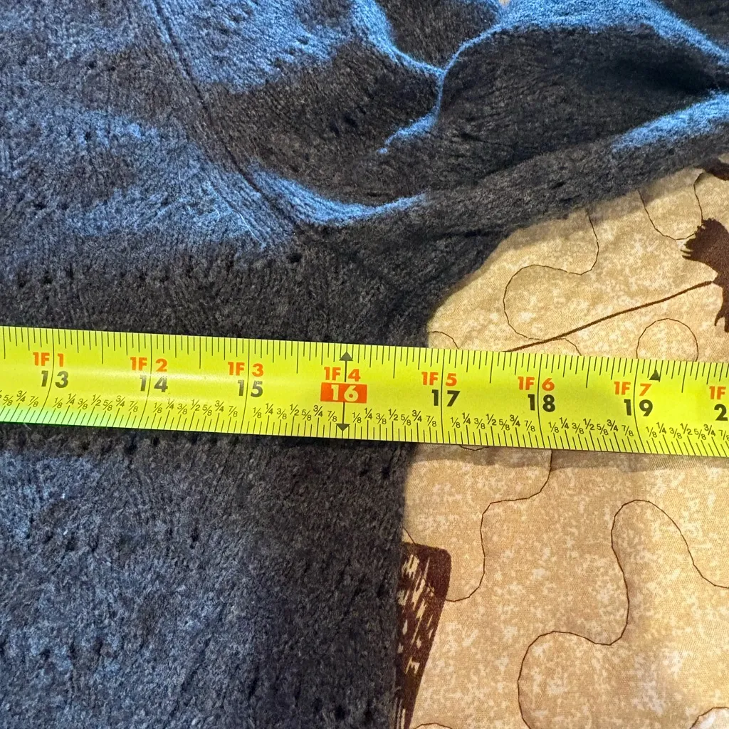 LOFT Dark Gray Wool Cotton Blend Crew Neck Raglan Sleeve Pullover Sweater Wmns M - Image 6