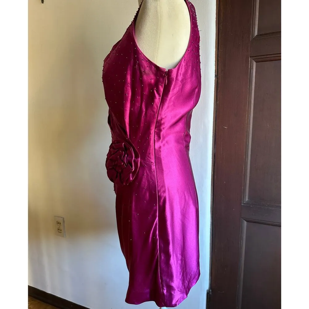 WHISTLES UK | Y2K Vintage Silk Fuschia Beaded V - Image 4
