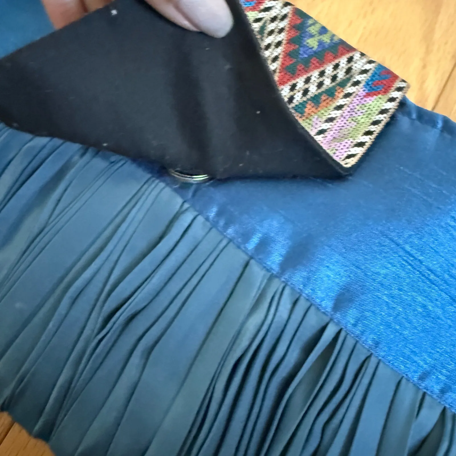 Rising International Jamila Clutch Blue Silk Embroidered‎ Zardozi Afghan Purse - Image 3