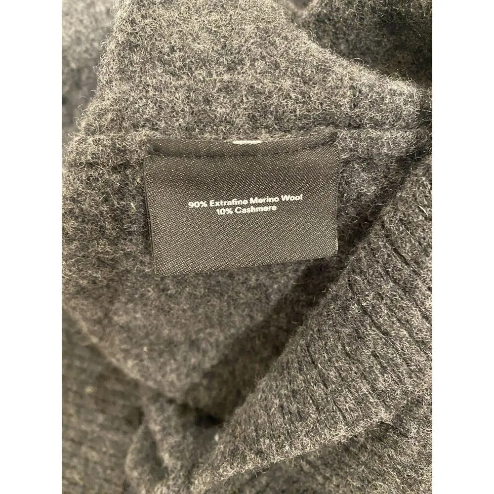 The Coziest Cashmere Blend Hoodie in Charcoal & White Sand Sz Large - Image 9
