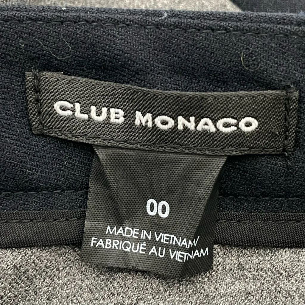 Club Monaco Pants Low Rise Size 00 Gray Black Lamb Leather Wool Tuxedo Stripe - Image 9