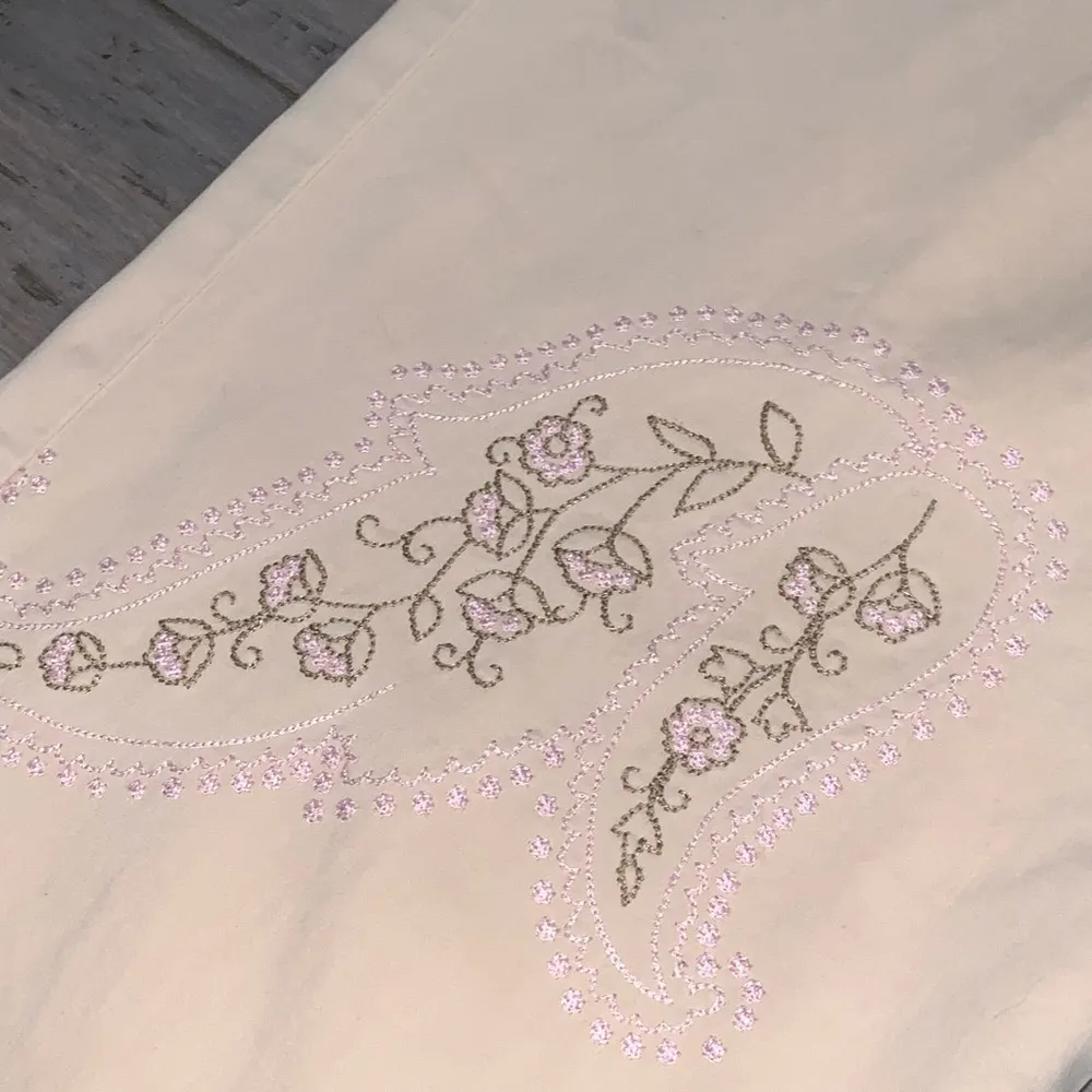 Karen Kane Cream Cotton With Pink Floral Embroidery Straight Leg Casual Pants 14 - Image 5