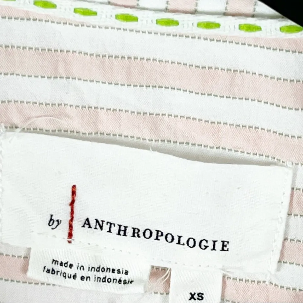 by ANTHROPOLOGIE Longline Striped Long Sleeves Button Chest Pocket Tunic Top XS - Image 3