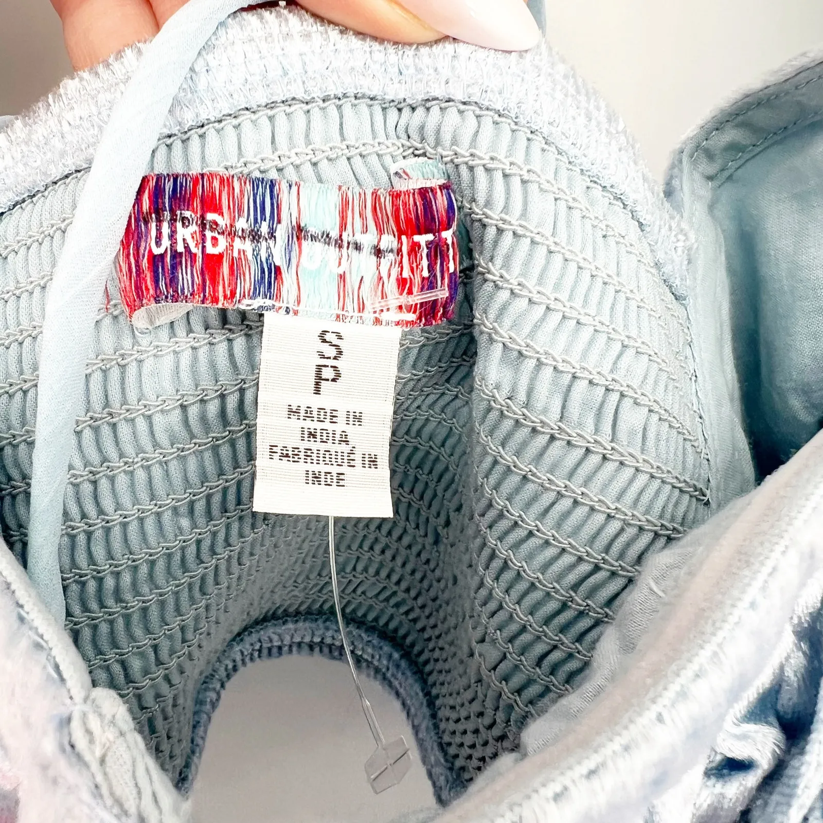 NEW Urban Outfitters Peggy Velvet Hook &‎ Eye Crop Top S Blue - Image 8