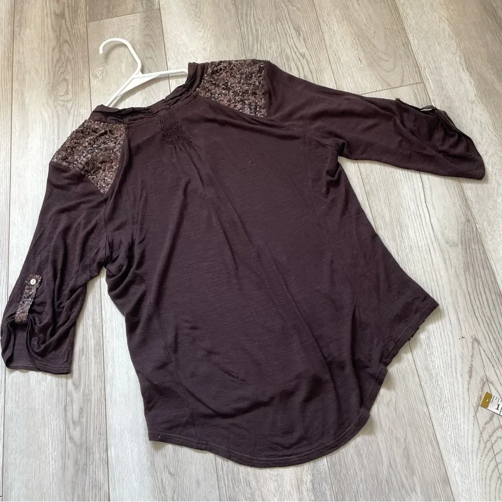 Anthropologie Leighton Top velvet womens Brown (small) y2k twee funky eclectic - Image 4