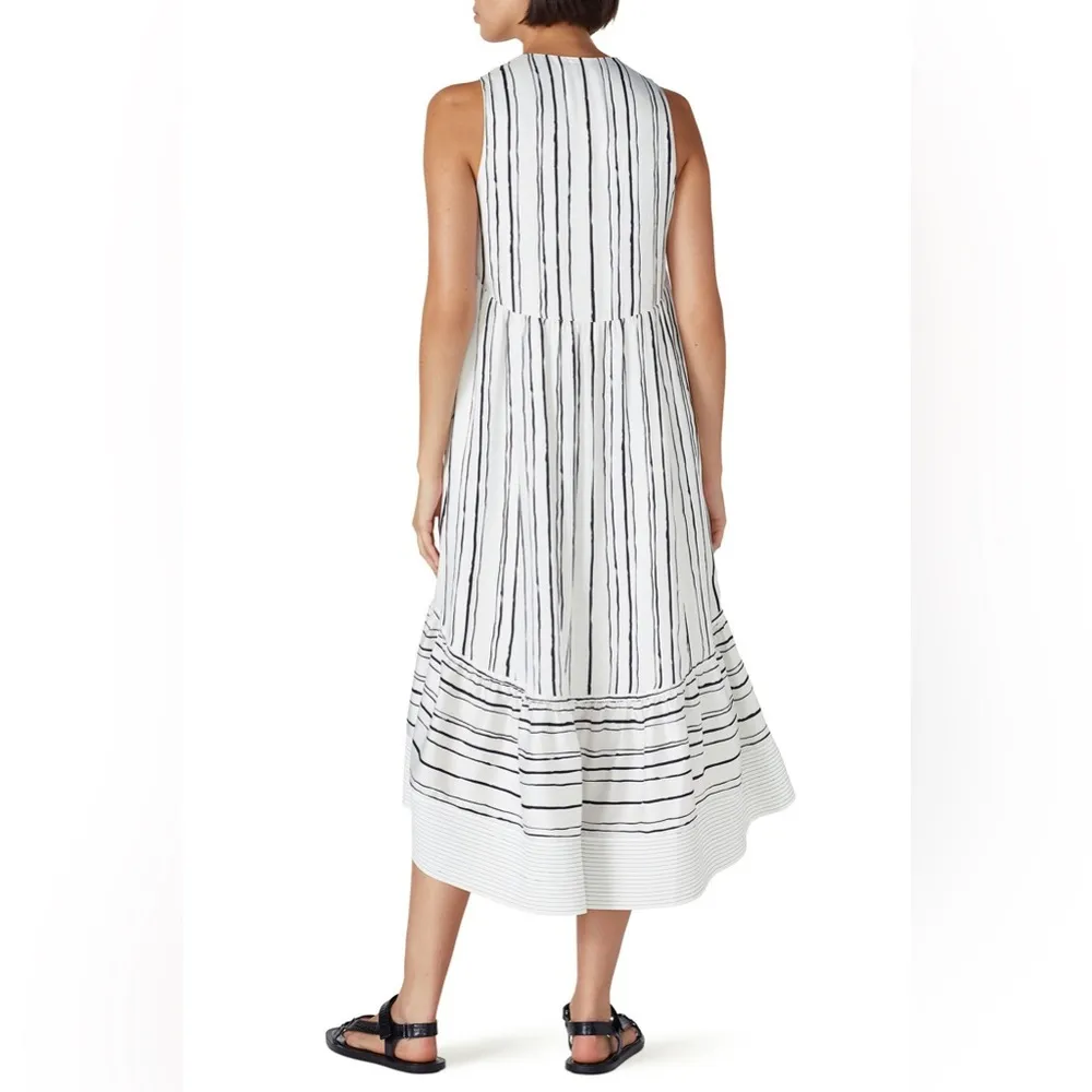 3.1 PHILIP LIM BLACK AND WHITE HIGH LOW PAINTED DRESS SIZE 6 - Image 4