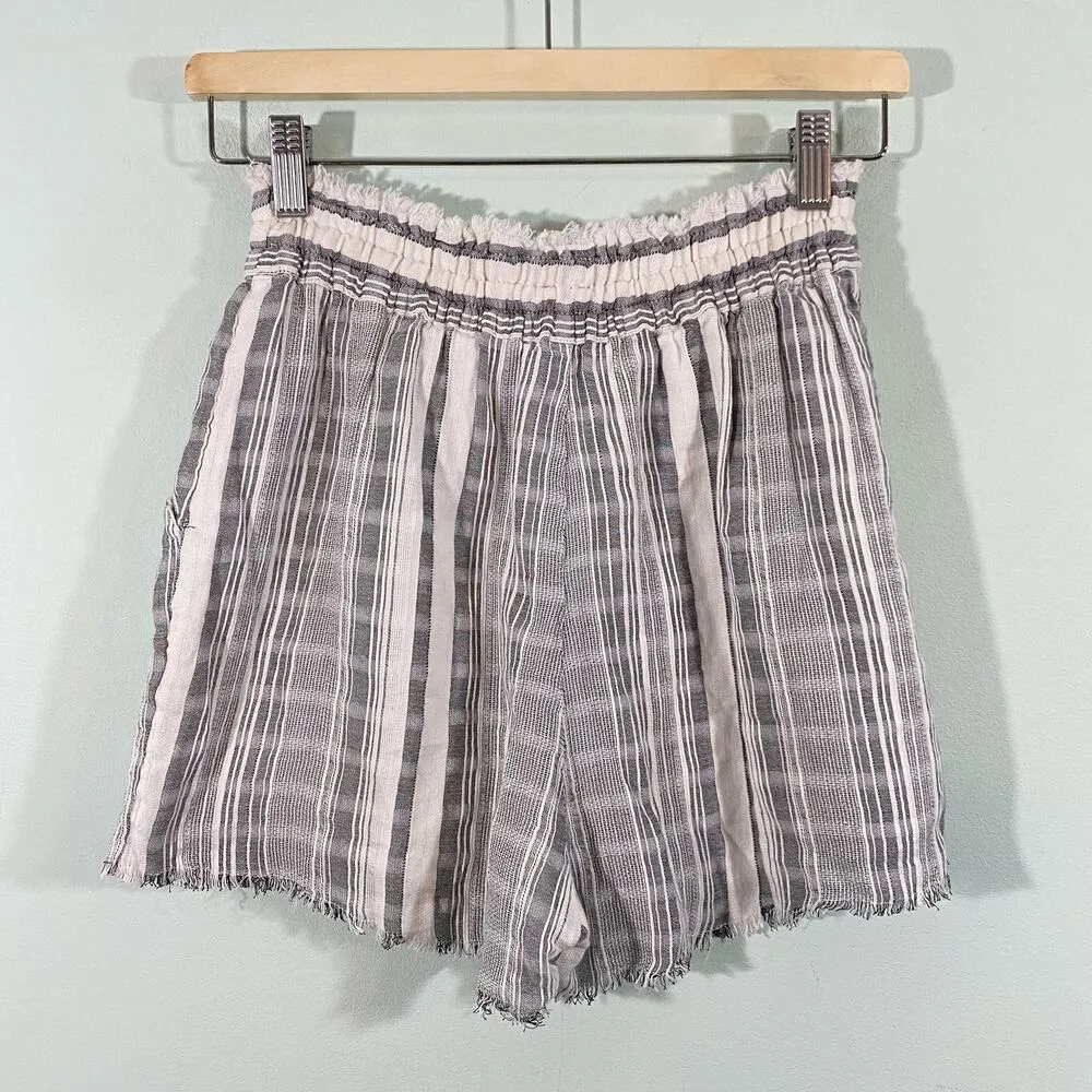 Ecote Women's Grey Striped Raw Hem Pull On Shorts Size XS - Image 7