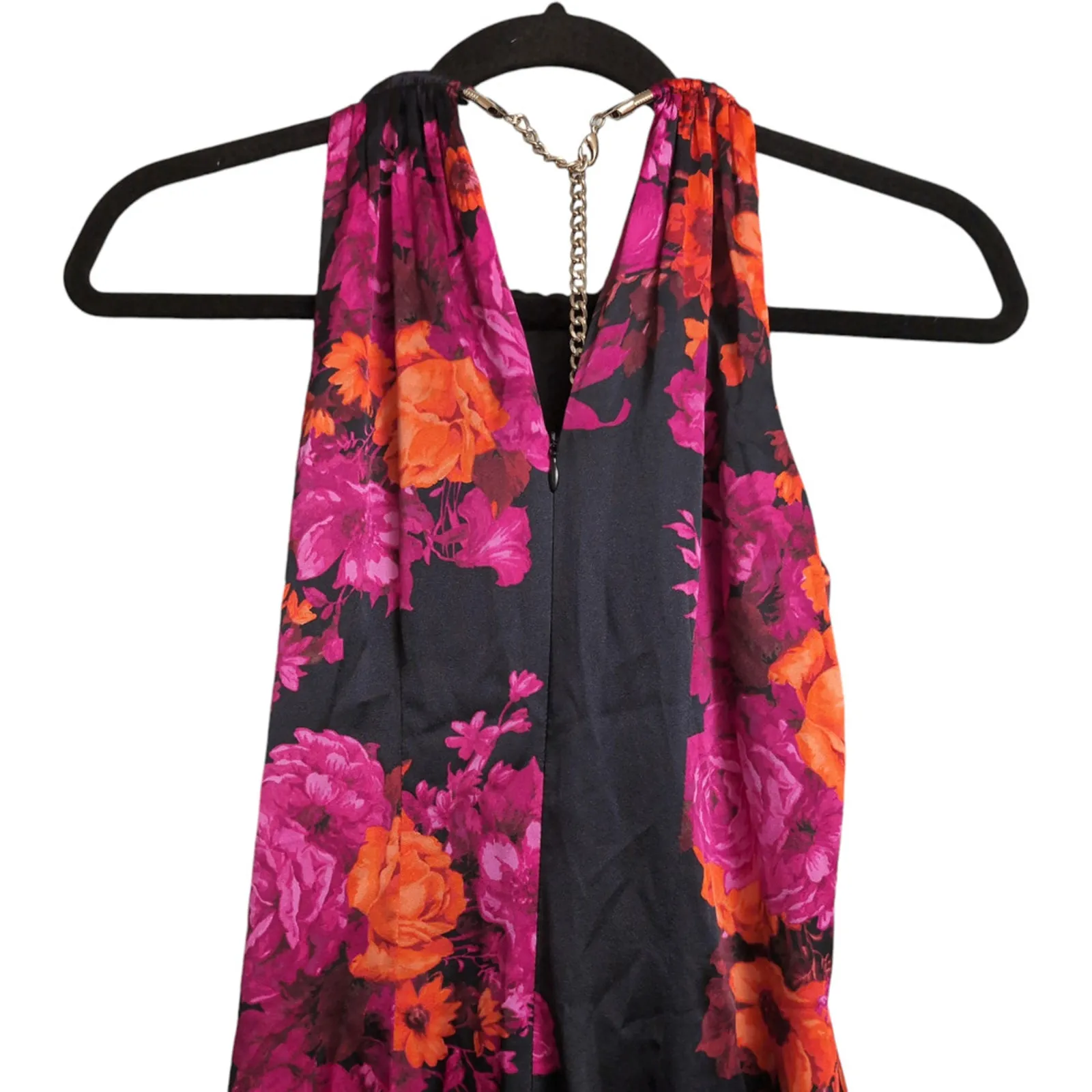 Cache Floral Sleeveless Halter Dress Womens Silk Blend Summer Y2K Size 2 - Image 6