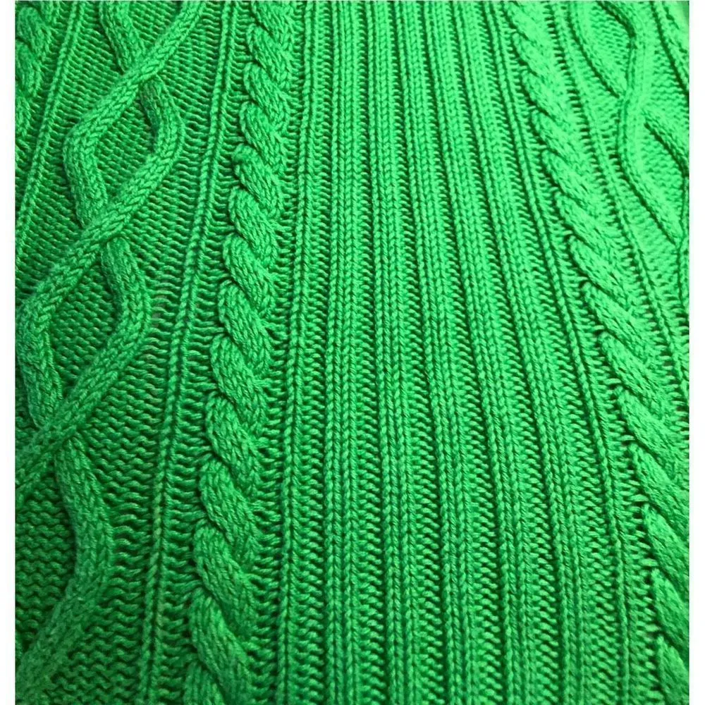 Cable knit Chaps vintage green cable knit 3/4 gold zip cotton mock turtleneck sw - Image 11