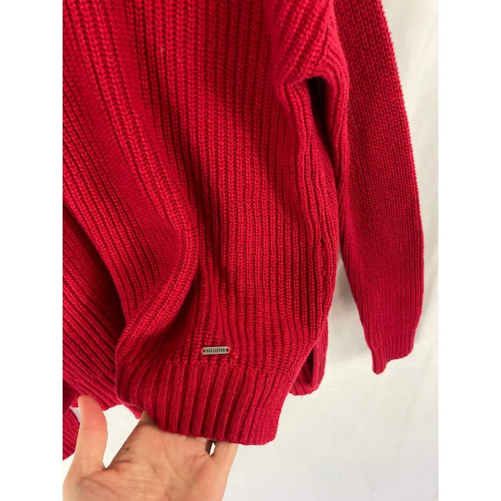 Hollister Cable Knit Red Knit Sweater Size XS - Image 2