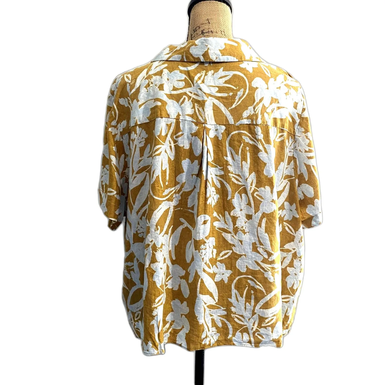 NWT Ava & Viv Tropical Floral Button Up‎ Tie Waist Shirt Plus Size 1X - Image 5