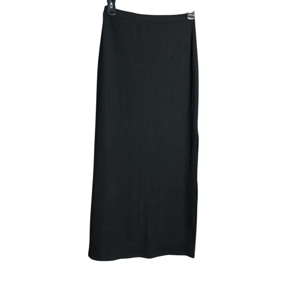 Reformation Black Midi Ribbed Skirt Size S - Image 2