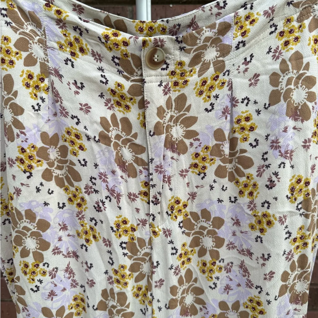 Free People Can't Take My Eyes Off Of You Flared Pants Floral Beige Size Large - Image 2