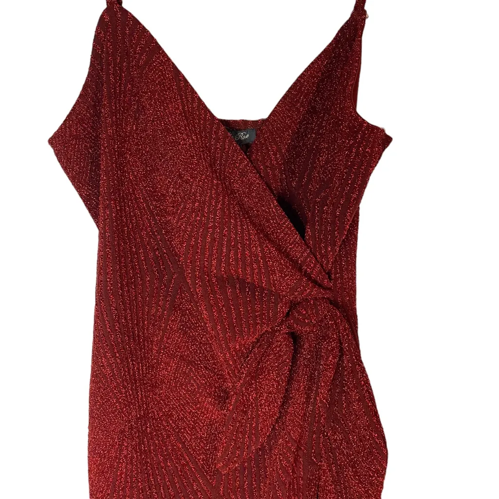 Lily Rose Red‎ Shimmer Knotted Side Wrap Fitted Cocktail Dress Size XS Hoco Hoco - Image 2