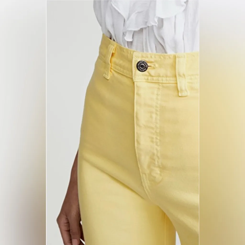 Veronica Beard Cynthia Gaucho CROP WIDE LEG JEANS Denim 12.5” Yellow sz 24 - Image 5