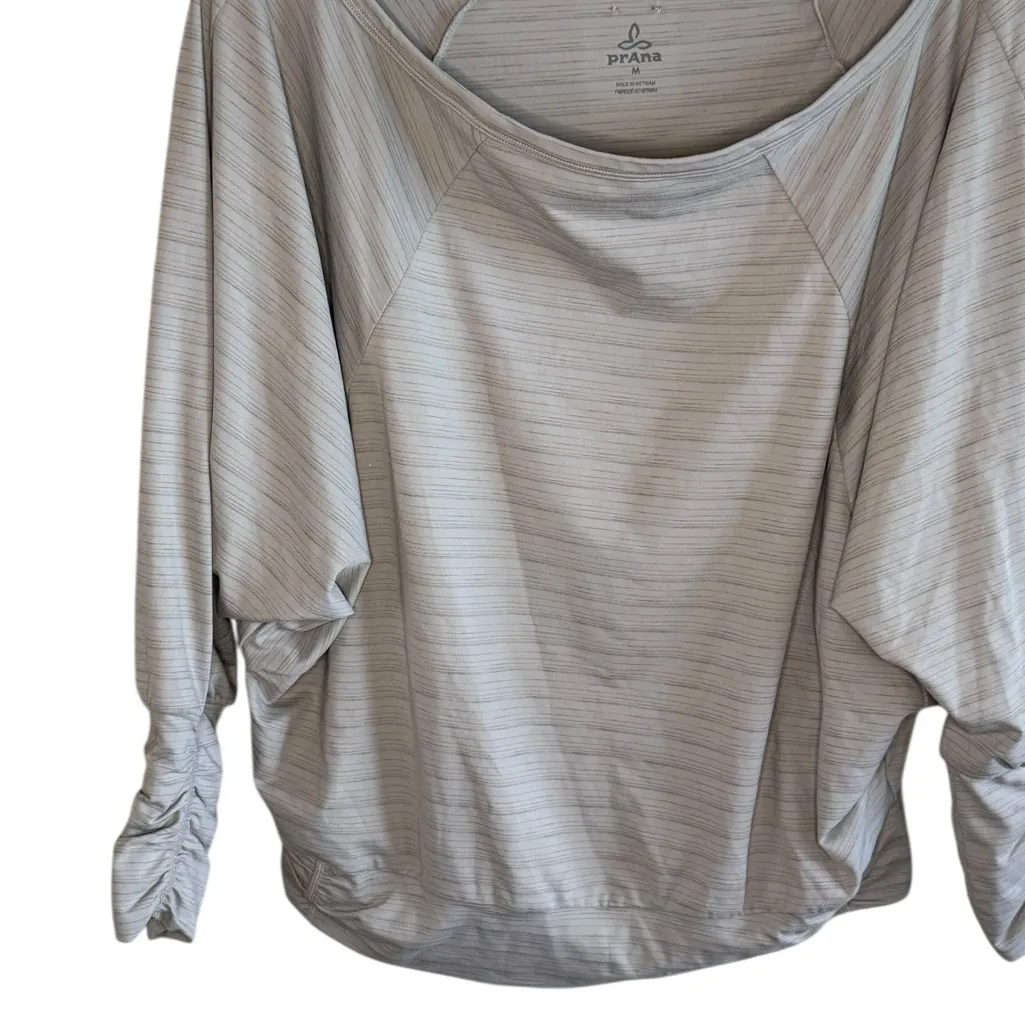 Prana Pullover Womens Medium Gray Stretch Batwing Dolman Sleeve Top 1962331 - Image 3