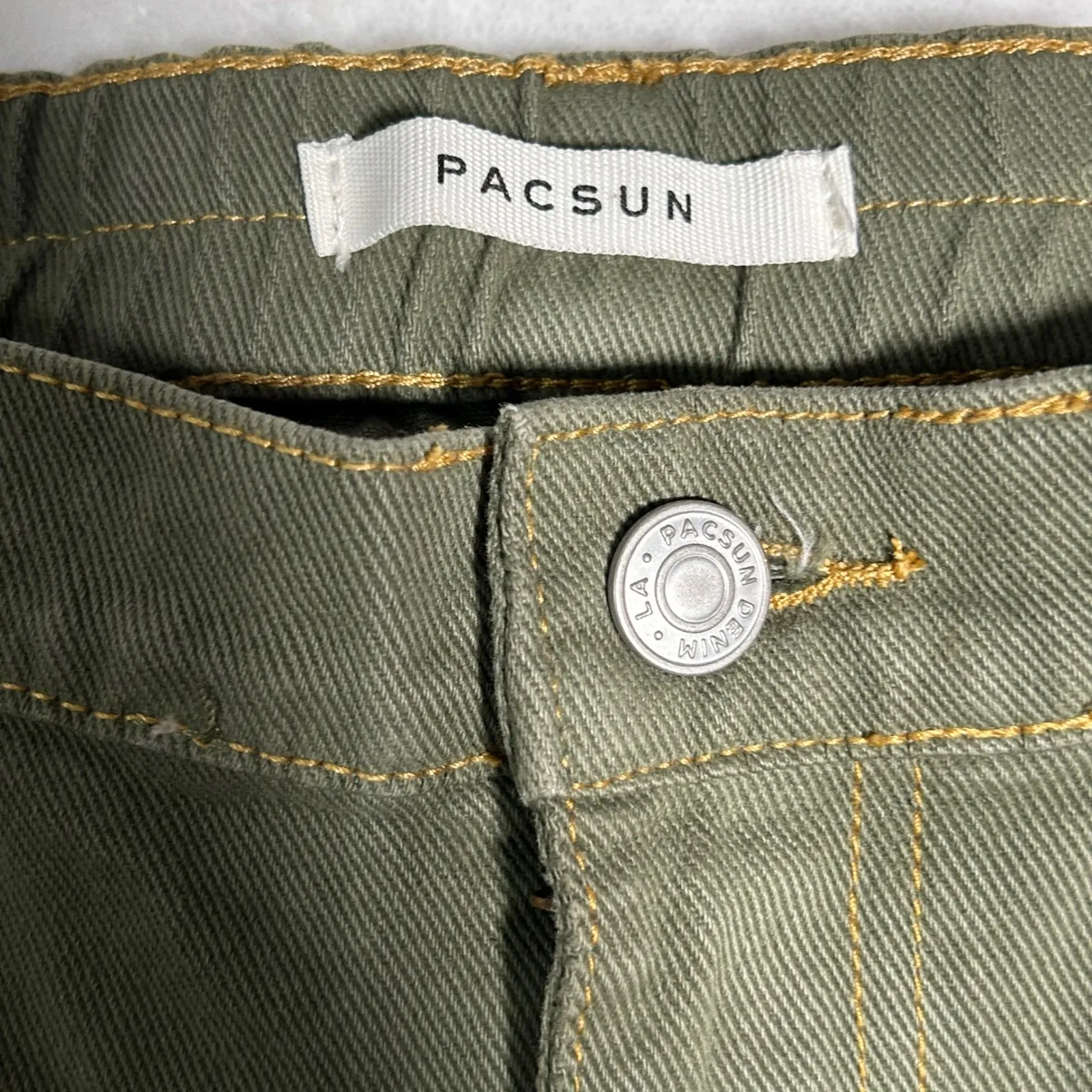 Pacsun Low Rise Puddle Cargo Pants Olive Green Women's Size L Wide Leg - Image 7