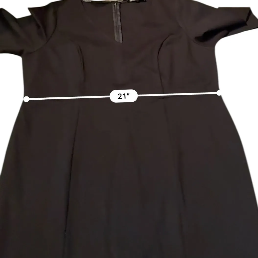 Eloquii NWT Belted Sheath Dress Women's Size 20 Black V-Neck 3/4 Sleeve Workwear - Image 6