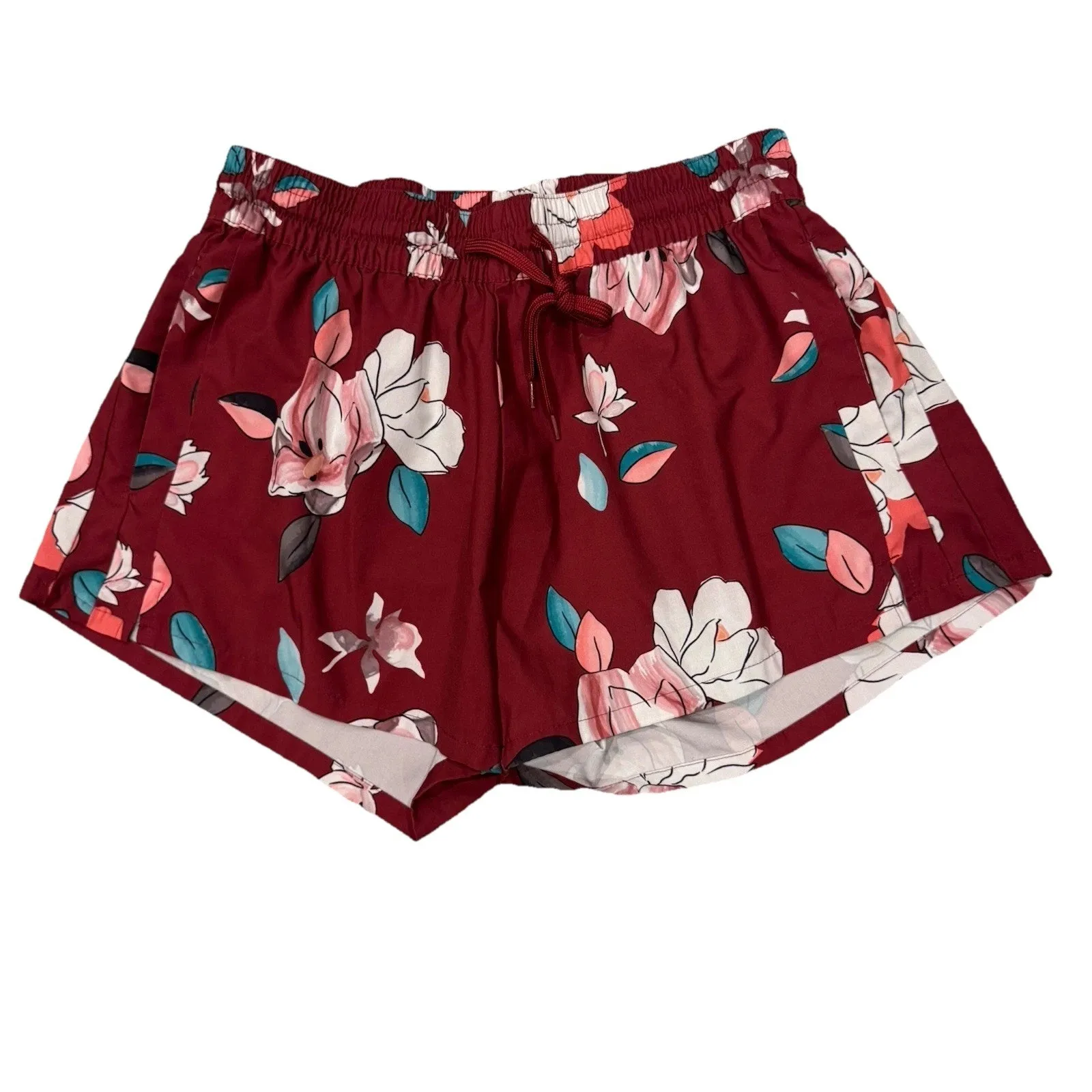 Kanu Surf 4” Women’s Stretch Elastic Board Shorts Floral Burgundy Size 10 New Red - Image 2