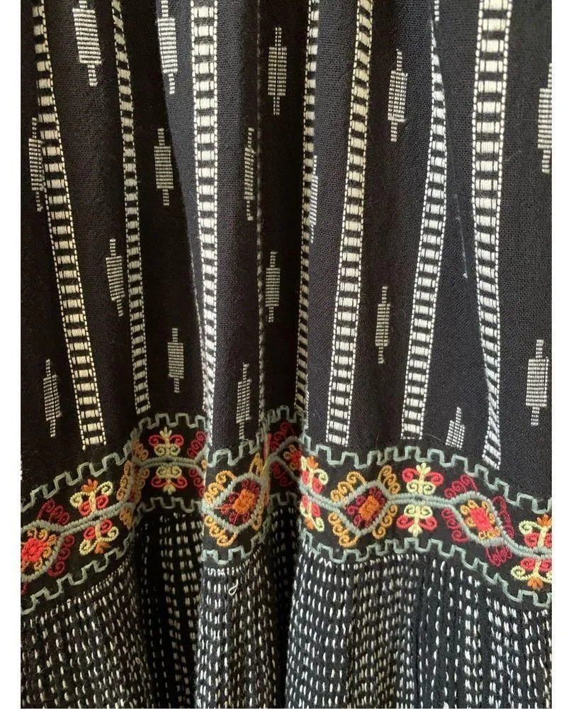 Bead and Embroidered Strappy Tiered Midi Dress Black Size S - Image 7