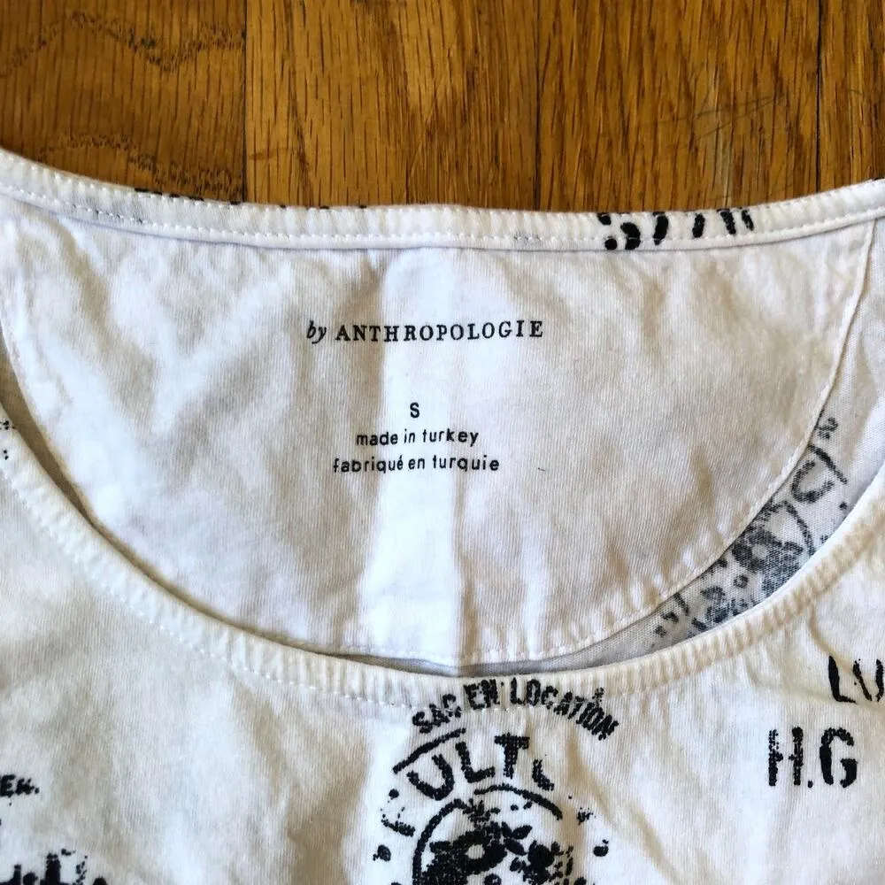 Anthropologie EUC Women's White Postal Shipping Code Sleeveless Top Size S - Image 2