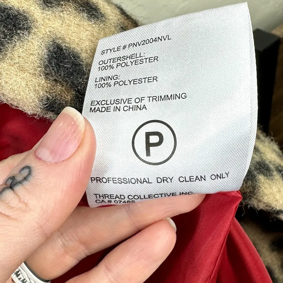 NVLT NWOT Brown Leopard Print Single Breasted Button Long Jacket Coat Medium - Image 8