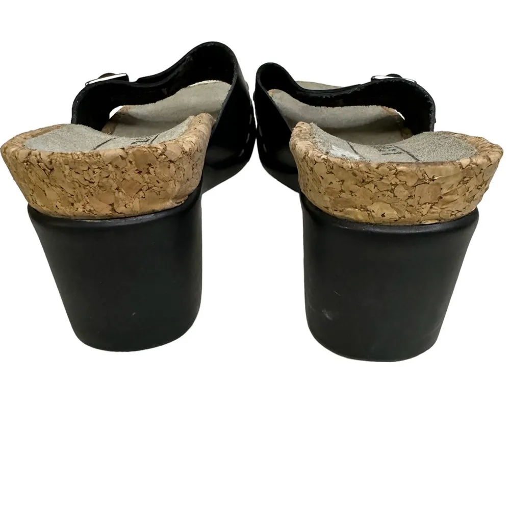 IZOD Cherie Black Slip On Faux Buckle 3 inch Wedge Heel Sandal Womens 6 - Image 7