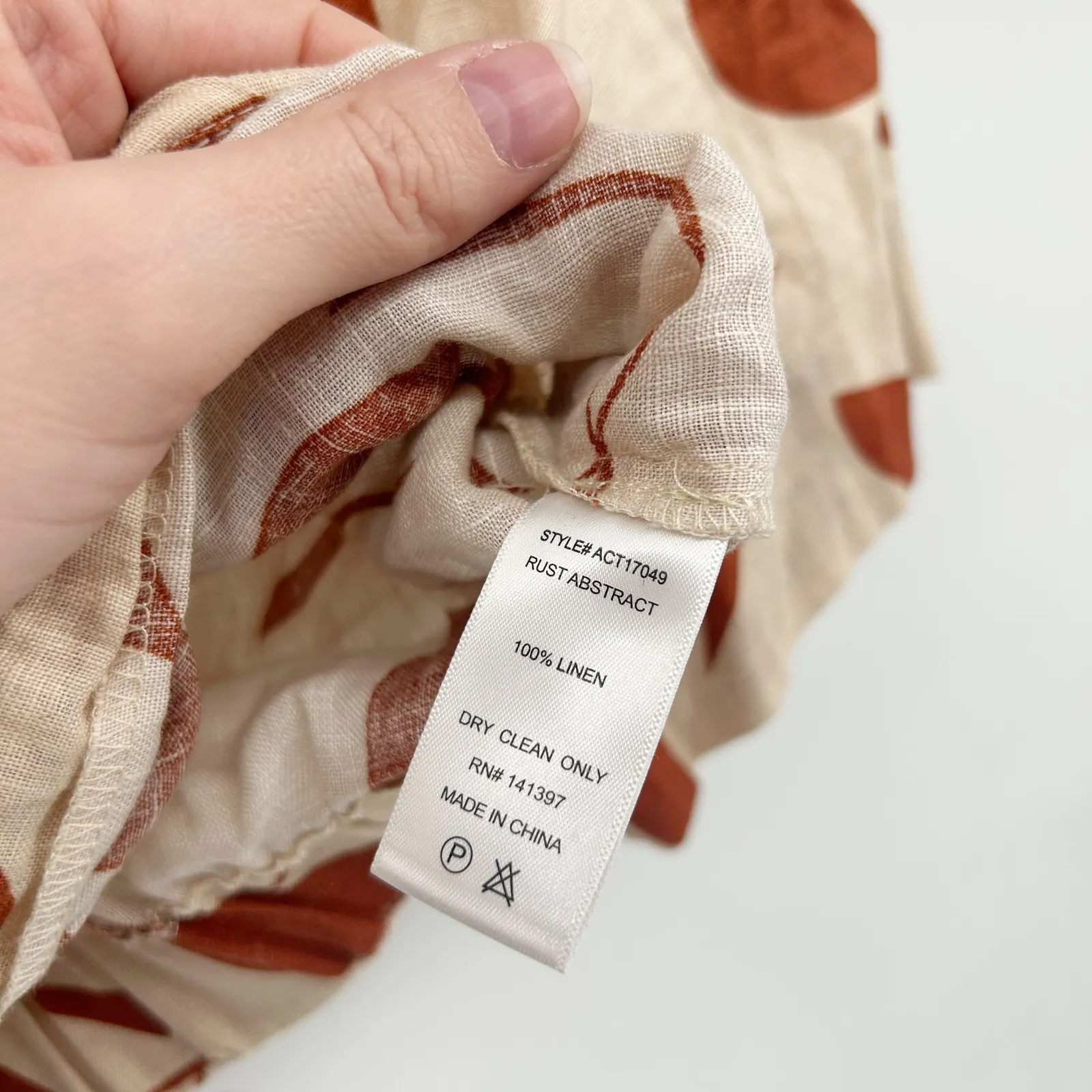 ASTR The Label Womens Abstract Linen Blend Nirina Cropped Faux Wrap Top Size S Tan - Image 7