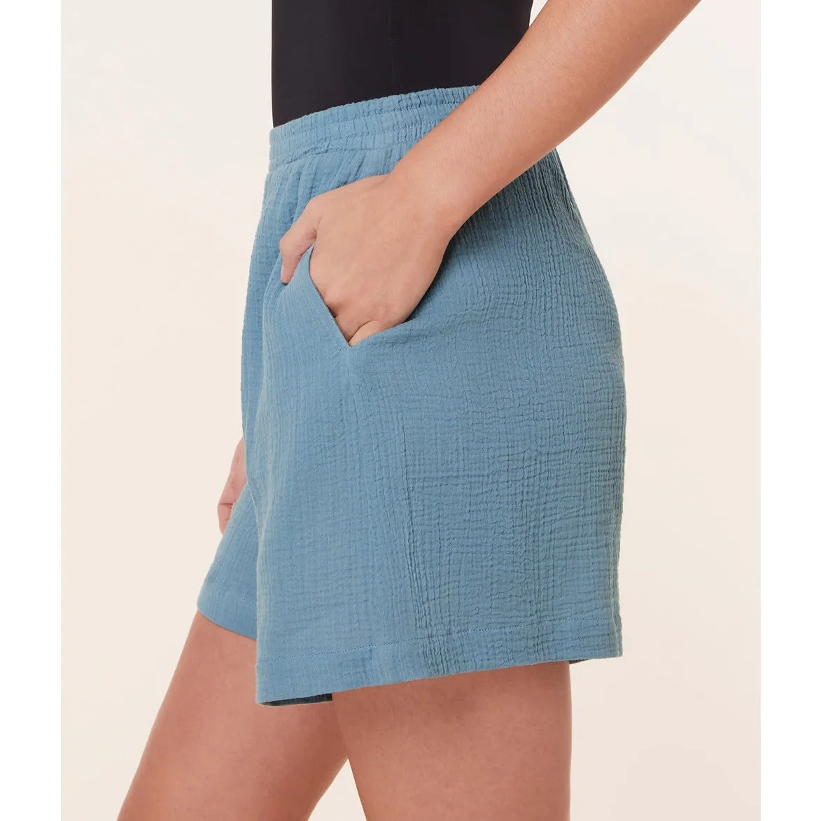 Andie Swim Cotton Guaze Mullins Short in Oceanview Blue S NWT - Image 3