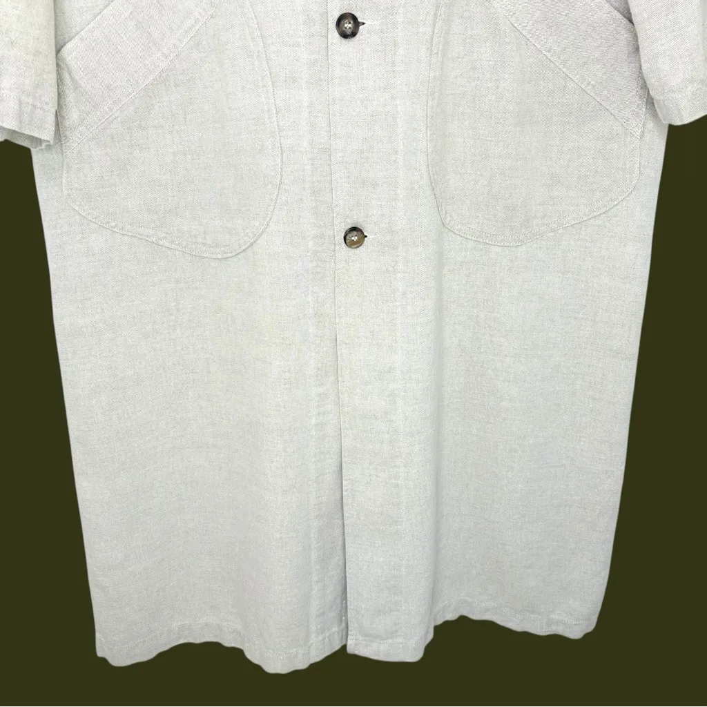 Linen Cotton Maxi Duster Coat • Fiji Made • Button Front Minimalist Jacket L Gray Size L - Image 5