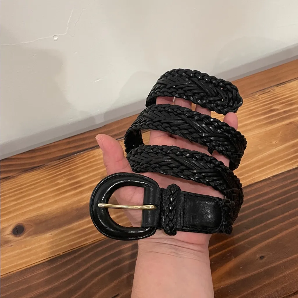 Vintage Talbots Black Braided Leather Belt Size XXL - Image 2