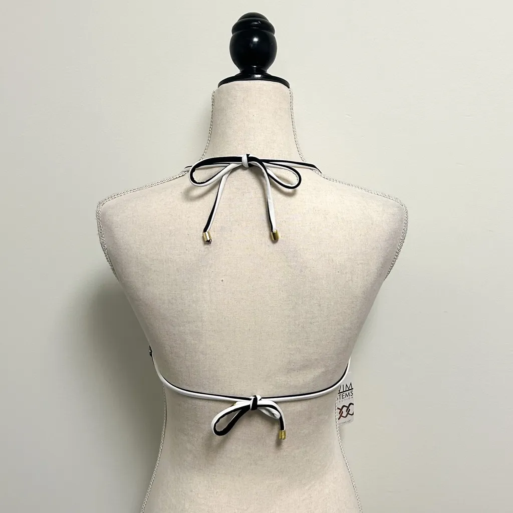 Swim Systems Black White Dreamwear Onyx Sliding Triangle Halter Bikini Top Small - Image 4