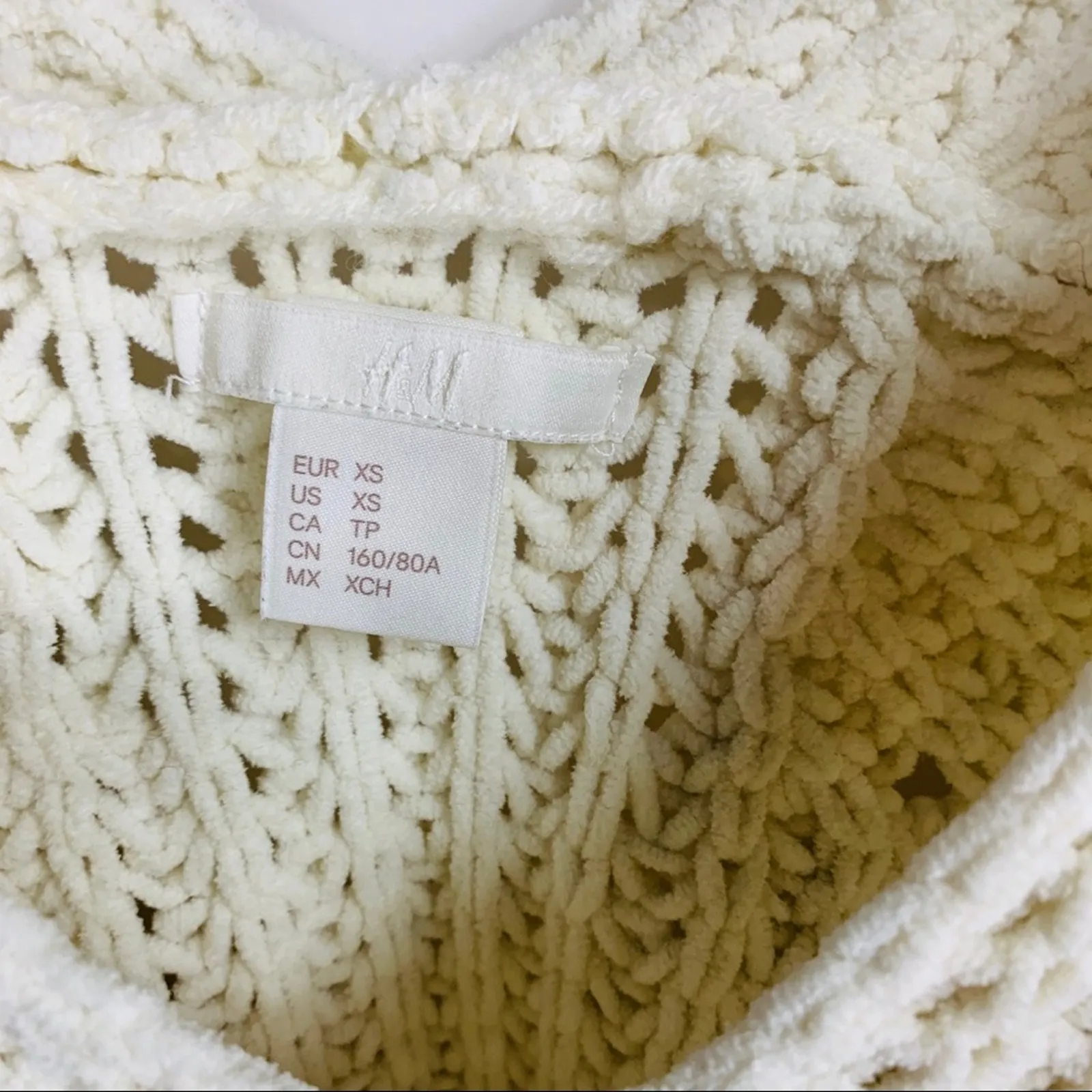 Oversized Wide Neck Chenille Cream Sweater Small - Image 7