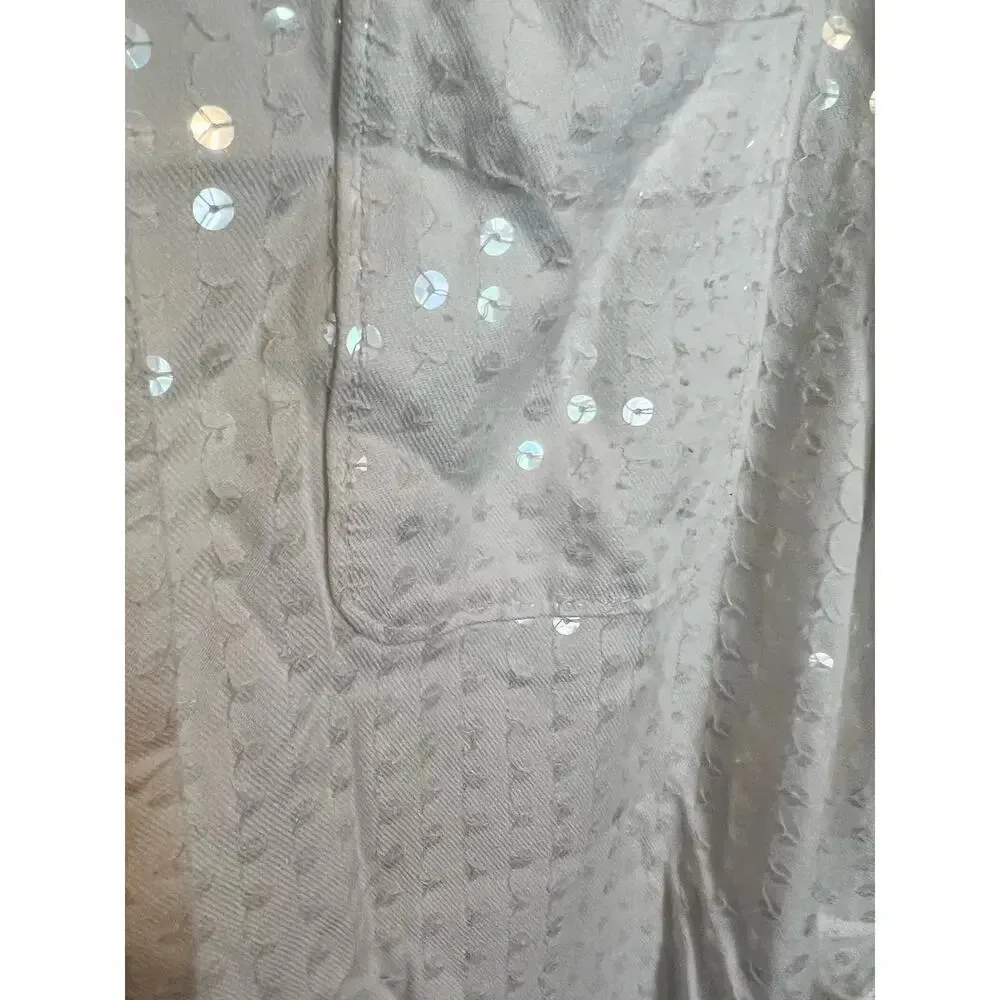 Pilcro cotton full sequin embelishment L 100% viscos white button down Size L - Image 6